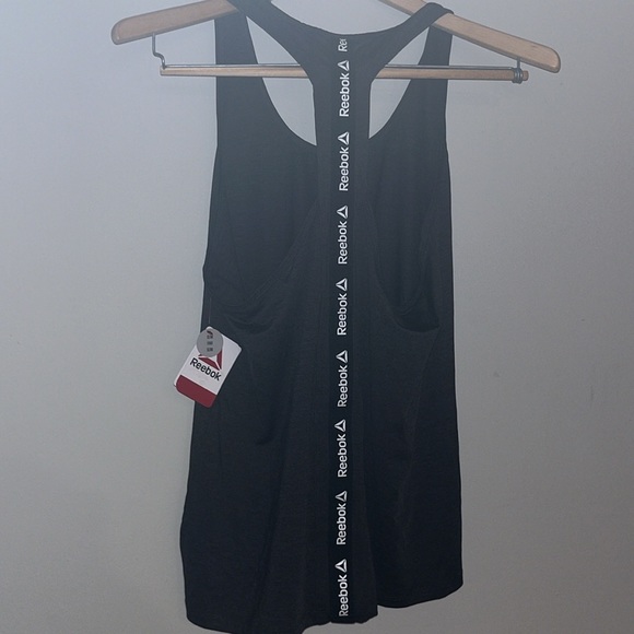 Slim Fit Moisture Management Reebok Black Heather Workout Trainer Tank Top Shirt - Picture 8 of 8